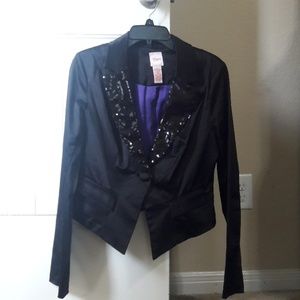 Black sequin dress suit jacket L